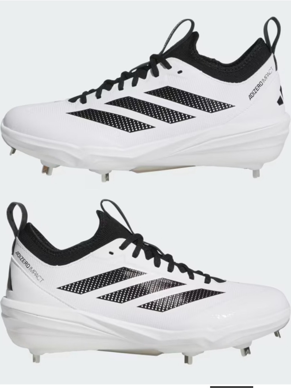 Adidas Adizero Impact 2.0 Metal Baseball Cleats Men’s Size 8 White/Black New
